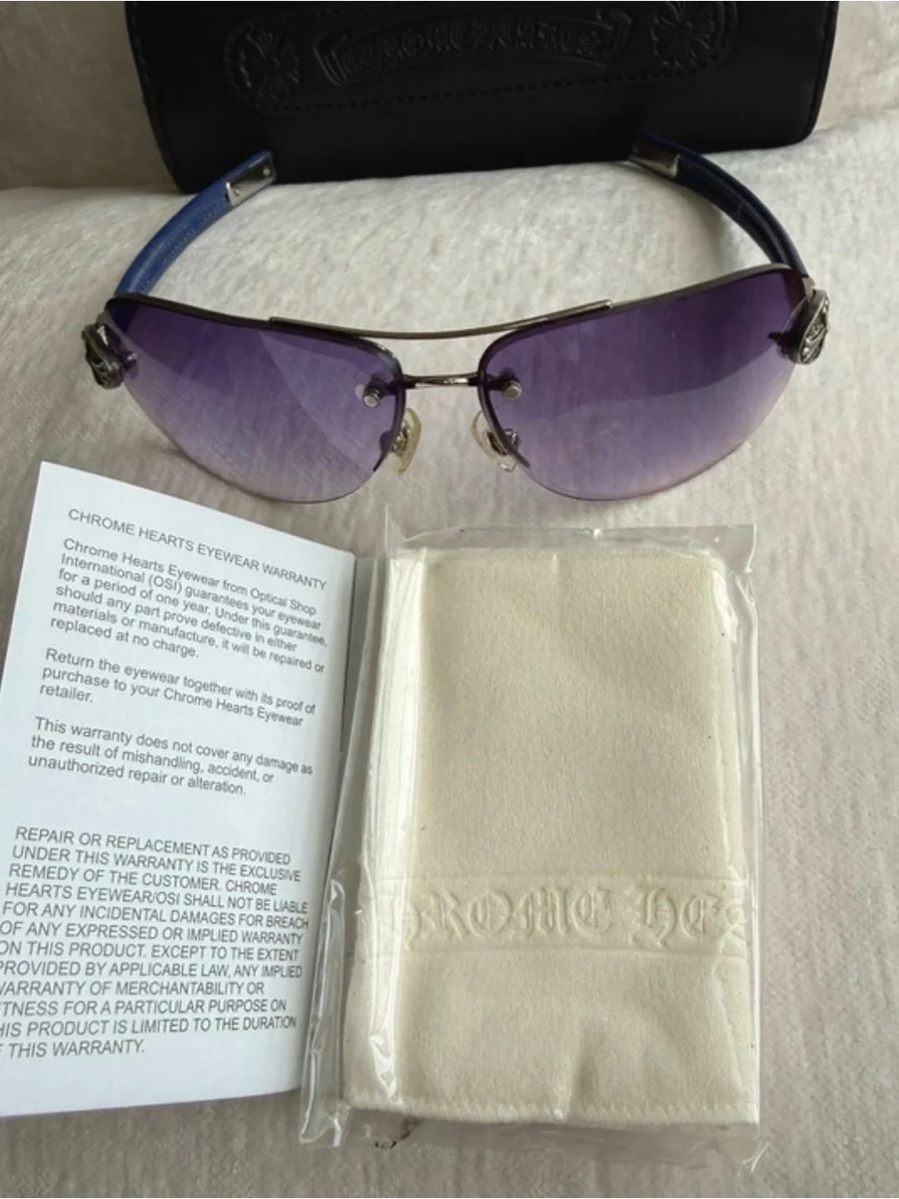 Chrome Hearts Purple Gradient Rimless Sunglasses with Silver Accents